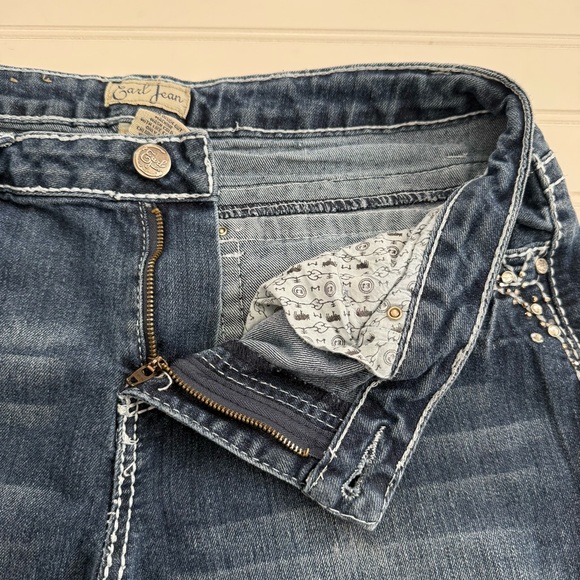Earl Jean Women’s Size 12 Embellished Rhinestones Pocket Capri Denim Pants - Picture 4 of 12
